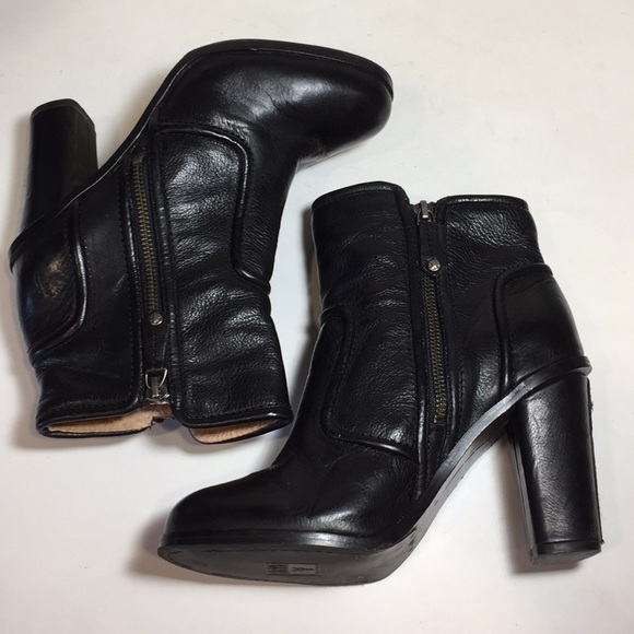 Frye Sylvia Piped Black Leather Booties Size 7.5 - Picture 6 of 8